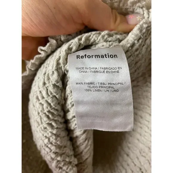 Reformation Scarlett Linen Cream Two Piece Set Size 8 - Picture 8 of 16